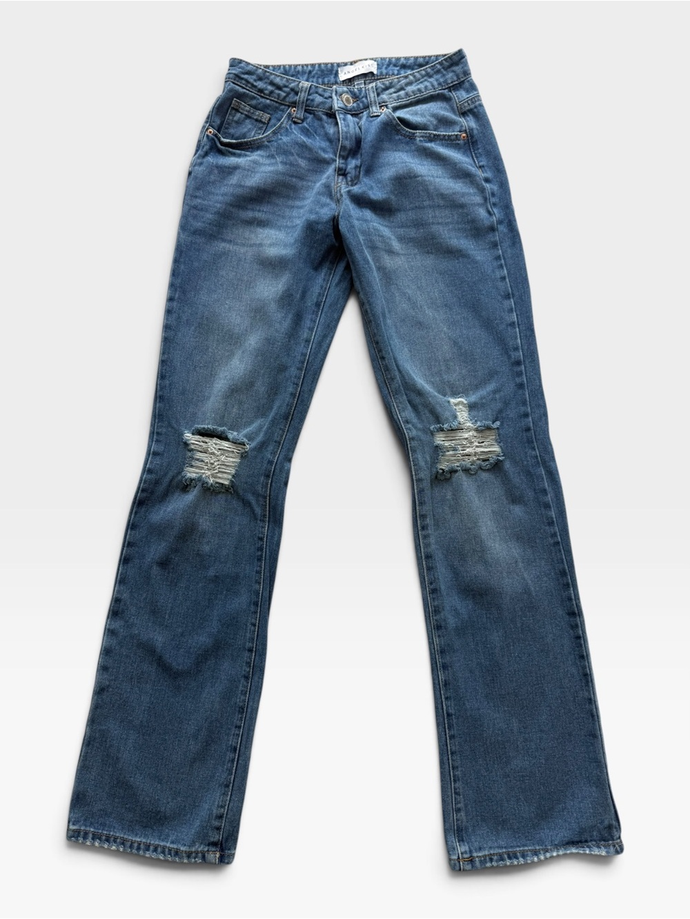 Angel Kiss Distressed Straight Leg Jeans | Size 00/23